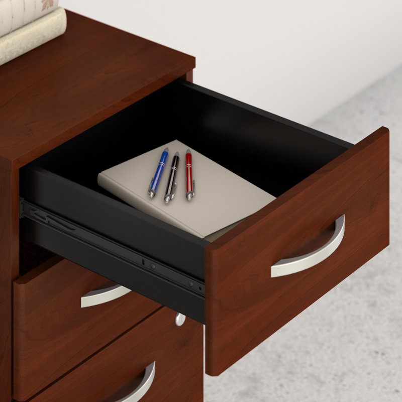 Studio C Executive Office Desk with Mobile File Cabinet, 29.84" H x 71.02" W x 29.37" D, Hansen Cherry