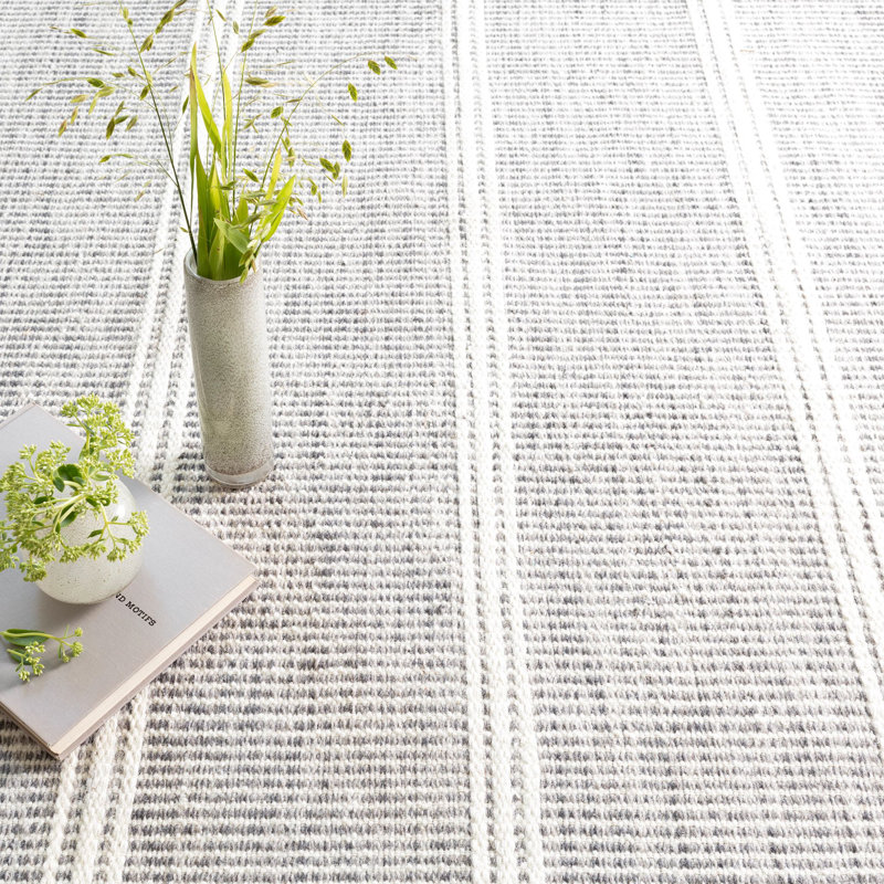 Malta Grey Handwoven Wool Rug, Rectangle 3' x 5', Gray