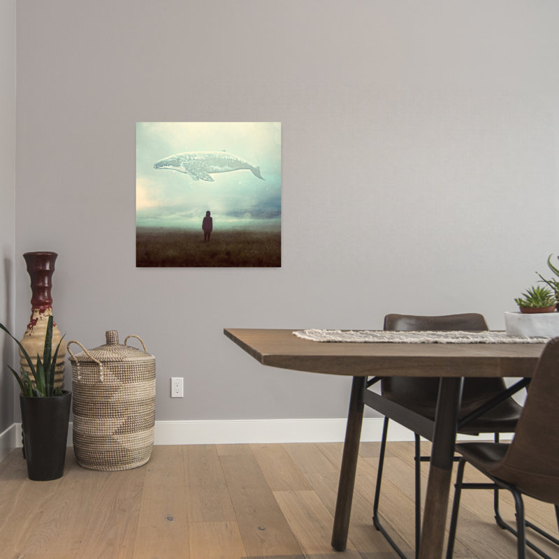 Art mural, paysage de baleine abstraite, H 24 po x l 24 po