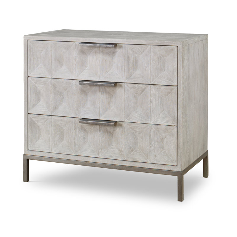 Camden Solid Wood Accent Chest, White Rustic/Pewter