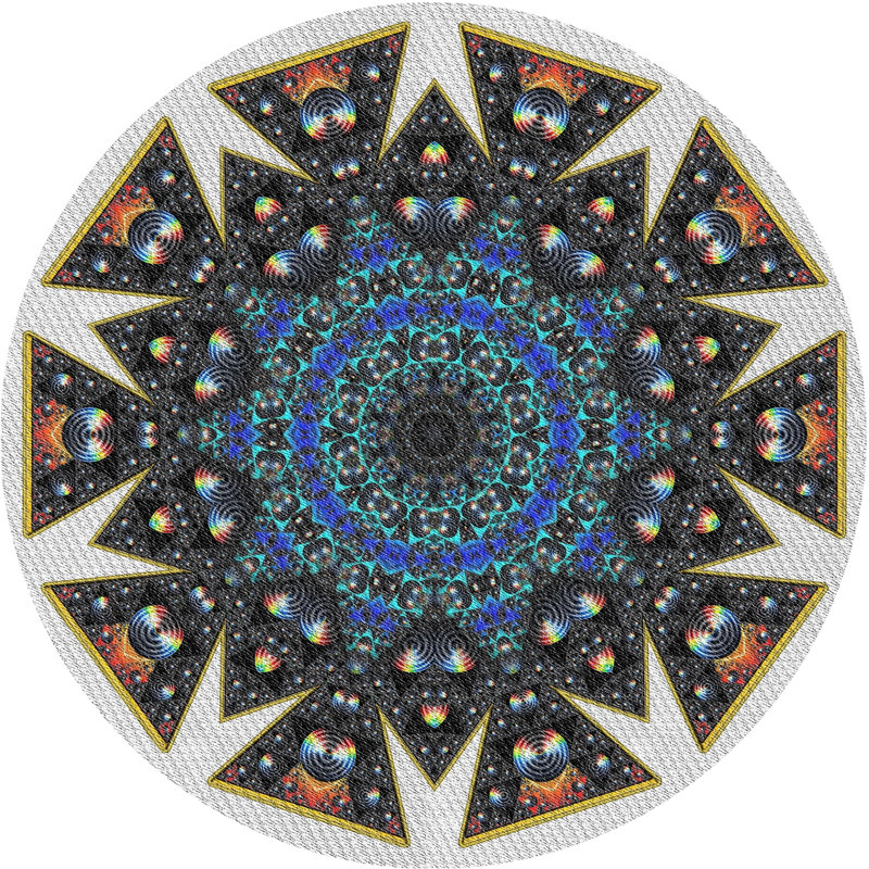 Tapis bleu/noir/gris à tisser électrique, Rond 5 pi