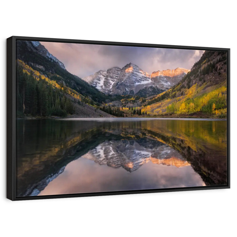 Maroon Bells, Colorado, 25 po x 17 po, Cadre flottant noir