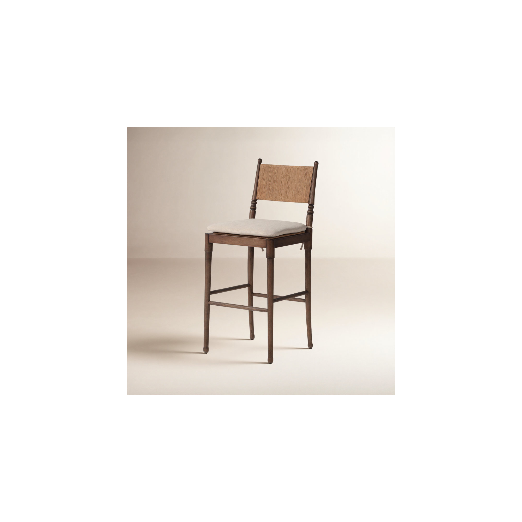 Fayth Stool with Cushion, Bar Stool (29.5” Seat Height)”, Brown Frame