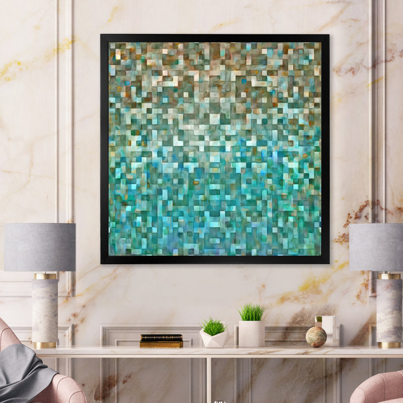 « blocked abstract », reproduction d’art sur toile, H 16 po x l 16 po x P 1 po, Cadre noir