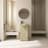 15 1/2'' Freestanding Solid Surface Pedestal Sink With Gloss Black Basin And Chiseled Front-122809352