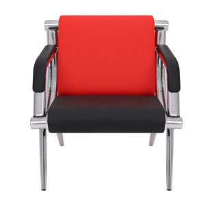 25.59" W Antimicrobial Faux Leather Seat Waiting Room Chair With Metal Frame
