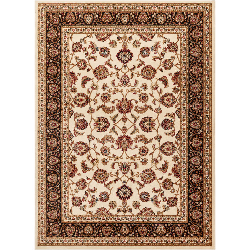 Tapis traditionnel ivoire Zuehlke Sarouk, Rectangle 6 pi 7 po x 9 pi 6 po