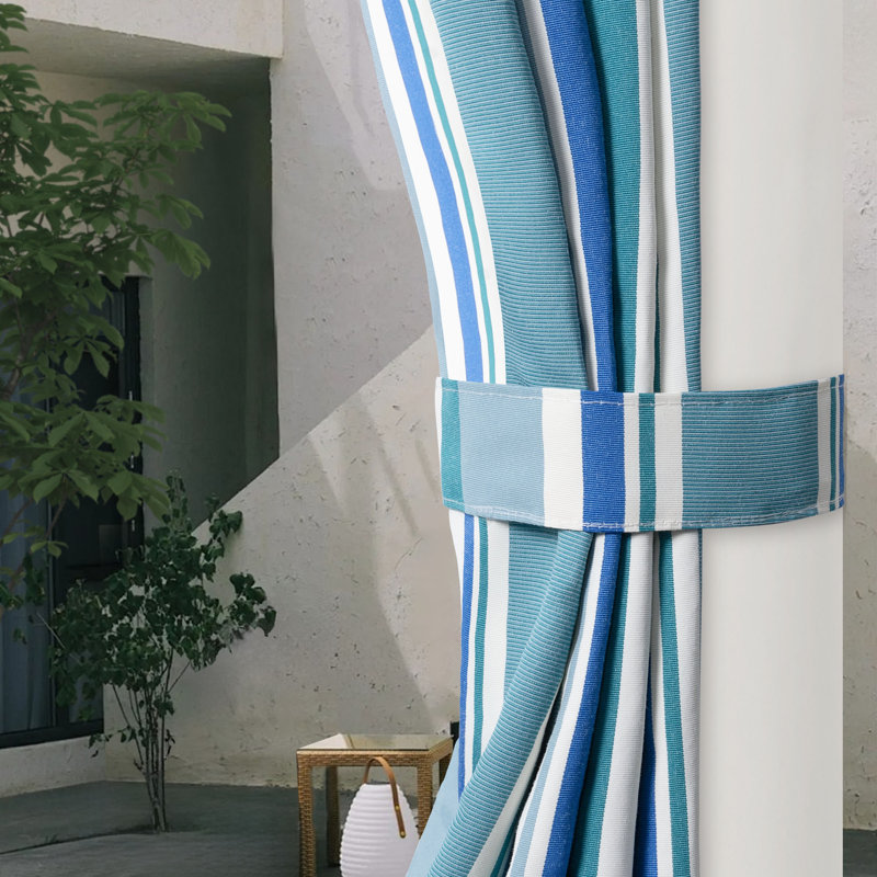 Outdoor Stripe Privacy Protected Grommet Panel, 52" W x 84" L, Teal