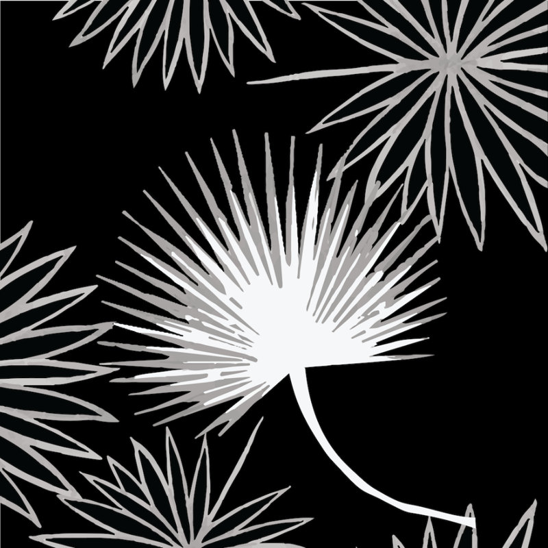 Cabbage Palm 10' L x 24" W Peel and Stick Wallpaper Roll, Black, Faux Grasscloth