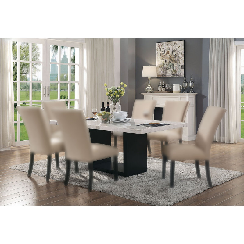 70.4" W Contemporary Dining Table, White/Black