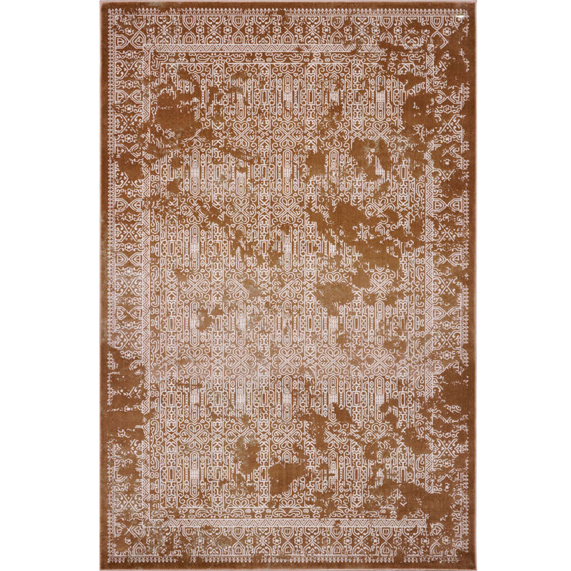 Tapis à motif Sud-Ouest brun Rundle, Rectangle 5 pi 3 po x 7 pi 7 po