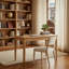 Bureau en bois massif avec 2 tiroirs, bureau moderne Mid-Century