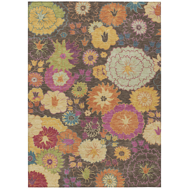 Machine Washable Indoor/Outdoor Chantille ACN2293 Floral Rug, Rectangle 2'6" x 3'10"