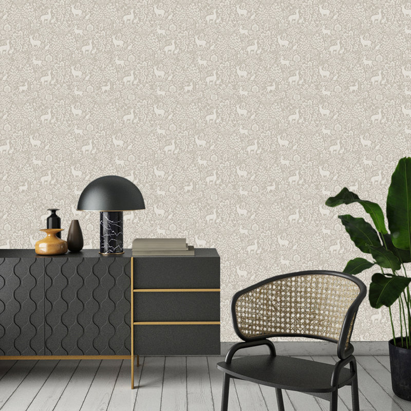 Papier peint texturé non tissé, non encollé, motif de forêt paisible taupe, 57 pieds carrés.