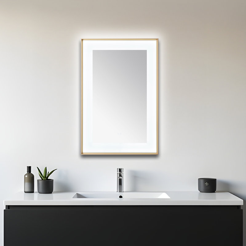 Lexington l 24 po x H 36 po x P 2,28 po, miroir lumineux à cadre mince, désembueur, éclairage à 3 températures de couleur, installation murale verticale ou horizontale