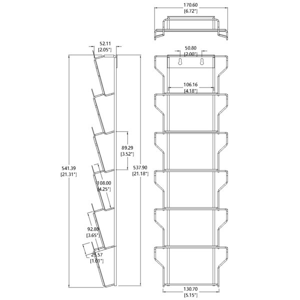 Fixturedisplays® Horizontal Wall Mounting 6 Pockets 6 X 4