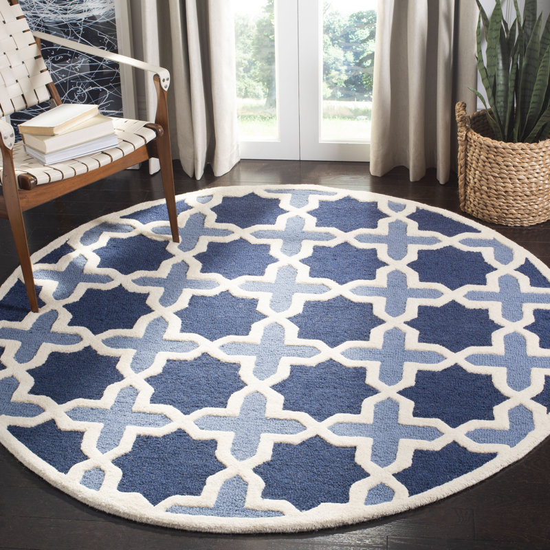 Igna Hand Tufted Wool Geometric Rug, Round 6'