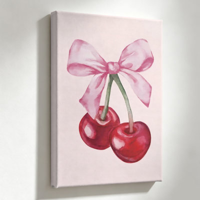 «Two cherries», impression sur toile encadrée, 24 x 36 po, chambre à coucher, salon et maison