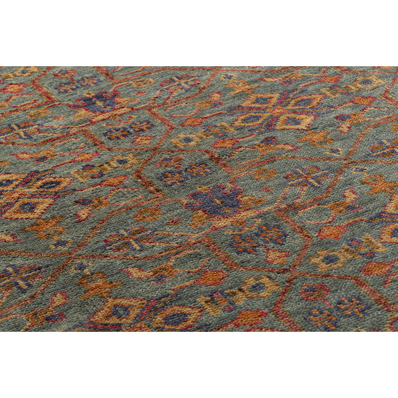 Rock My Classics Wool Oriental Area Rug in Orange/Blue, Rectangle 3' x 5'