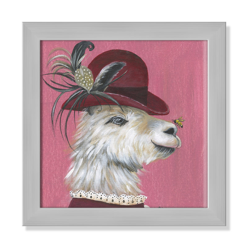 Art sur toile llama, H 14 po x l 14 po x P 0,625 po, Cadre noir