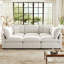 Canapé modulaire spacieux avec rangement, chenille beige, confort à la maison