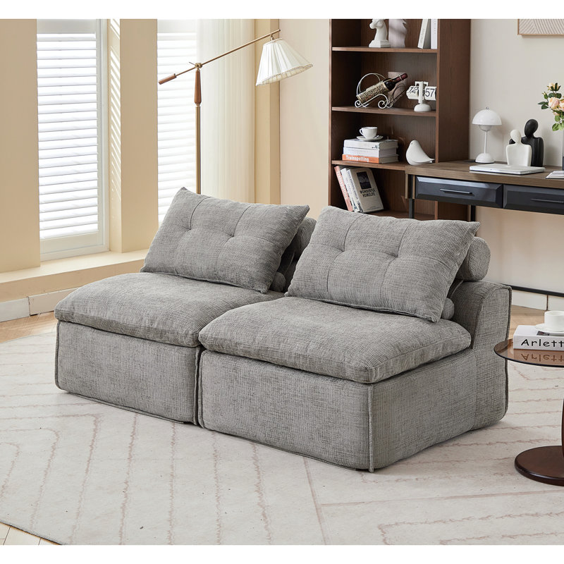 Canapé modulaire, Chenille gris pâle