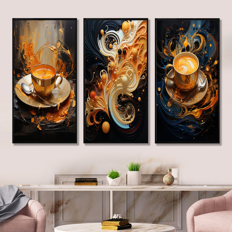 Abstract Aromas Coffee Dream, Black Floater Framed, 32" H x 48" W