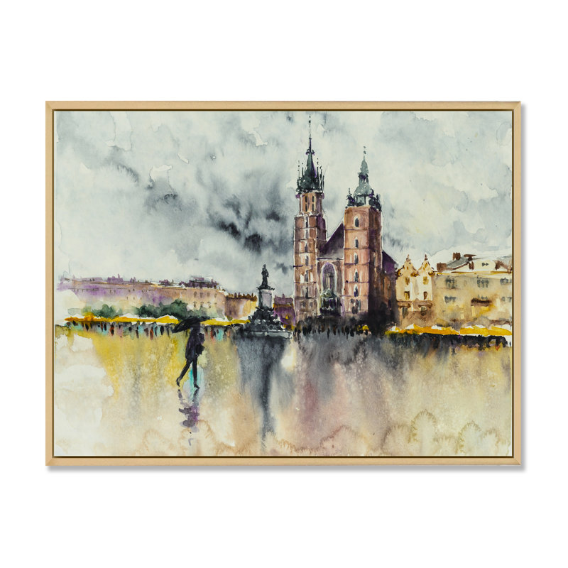 «Abstract Old Town of Krakow», cadre photo, impression sur toile, H 30 po x l 40 po x P 1,5 po, Cadre naturel flottant