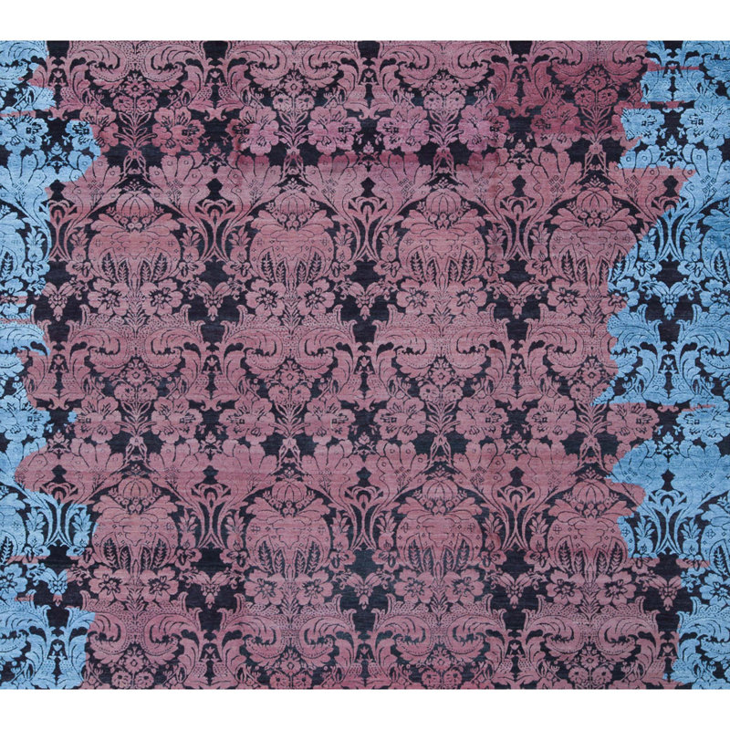 Tapis mauve et rouge noué à la main de haute qualité
