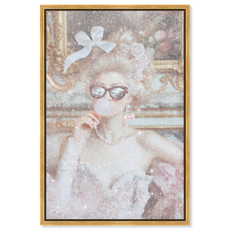 Oliver Gal Duchess of Cool I - With Diamond Dust and Glitter Fashion - Framed Canvas Art, 37" H x 25" W