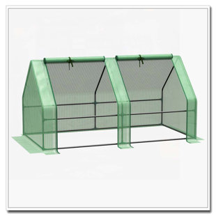 Outsunny 6' x 3' x 3' Portable Mini Greenhouse Outdoor Garden with Large Zipper Doors and Water/UV PE Cover, Green