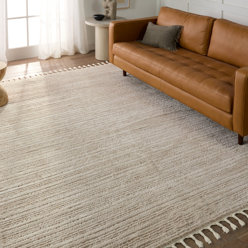 Tapis rayé ivoire / beige Jonie, Rectangle 6 pi 3 po x 9 pi 6 po