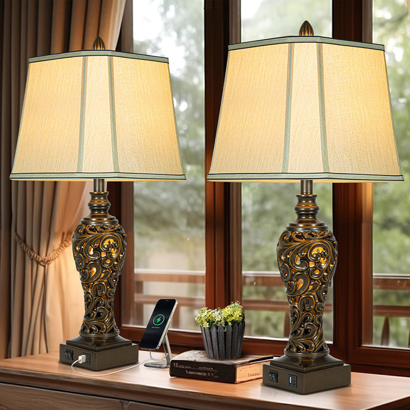 Ensemble de 2 lampes de table 28,5 "de hauteur, Brun