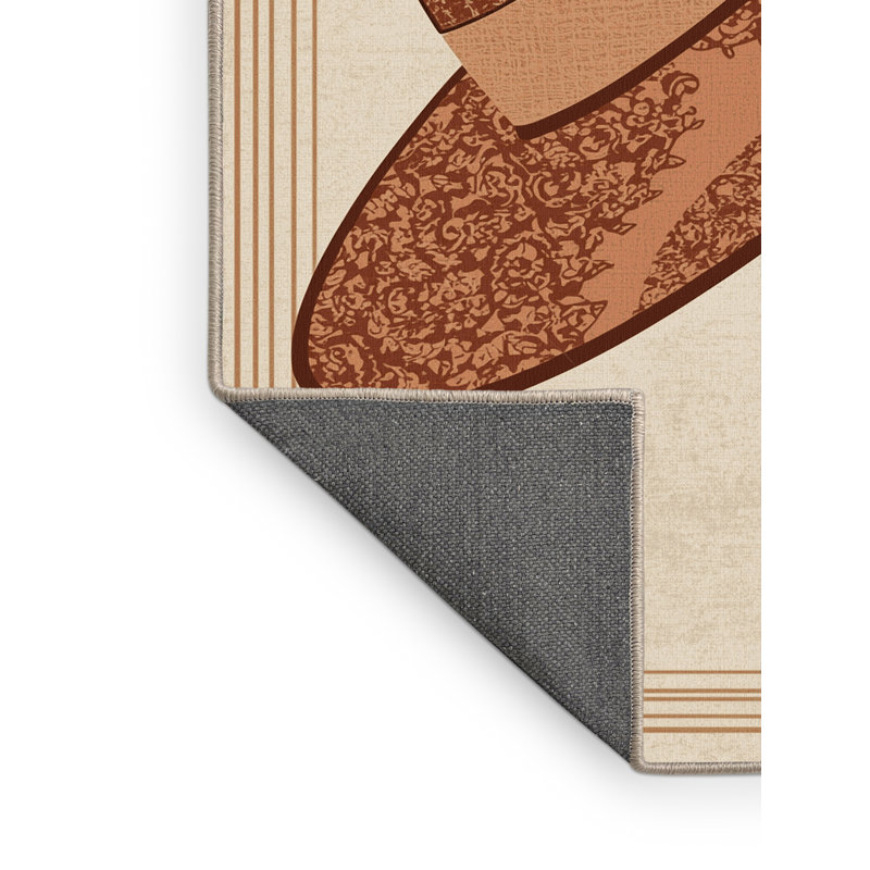 Tapis beige doux et moelleux au look rétro - beige, 7 x 9