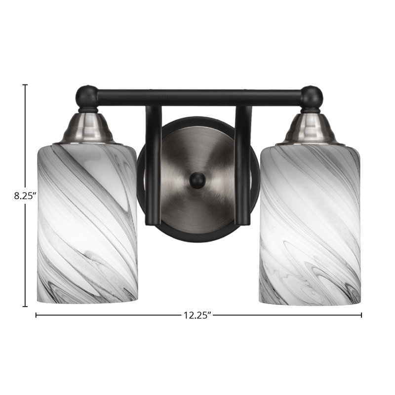 Éclairage pour meuble-lavabo à 2 lumières à intensité variable Michell, Noir mat / nickel brossé, Onyx tourbillon