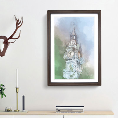 Big Ben Design In Abstract - Single Picture Frame Painting