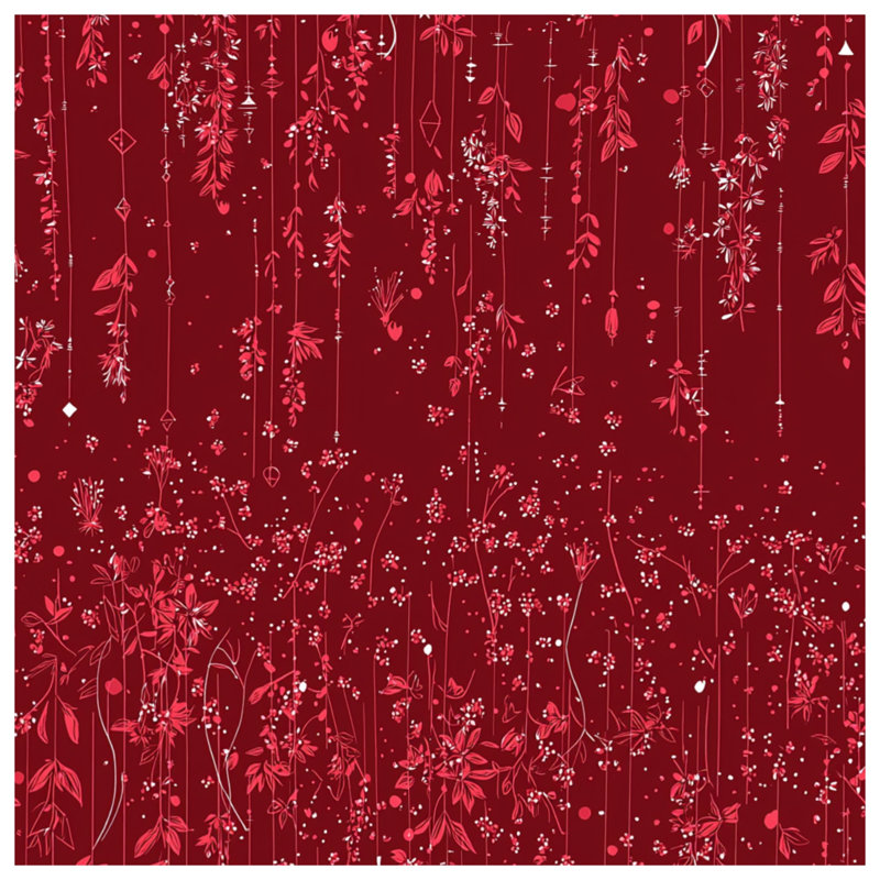 Coussin Floral, Carré 20 po, Motif floral rouge