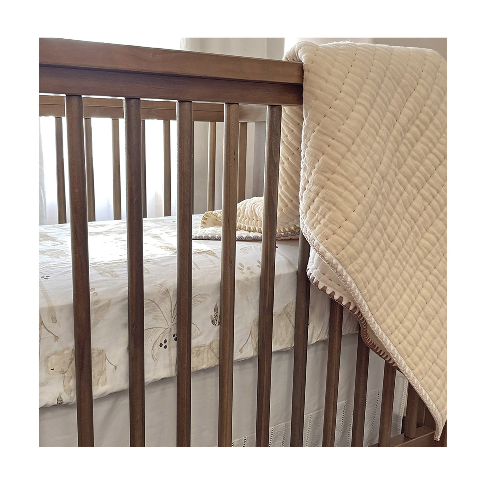 Safari Animal Crib Sheet, Brown and White, 100% Cotton, Kendi Collection by Crane Baby
