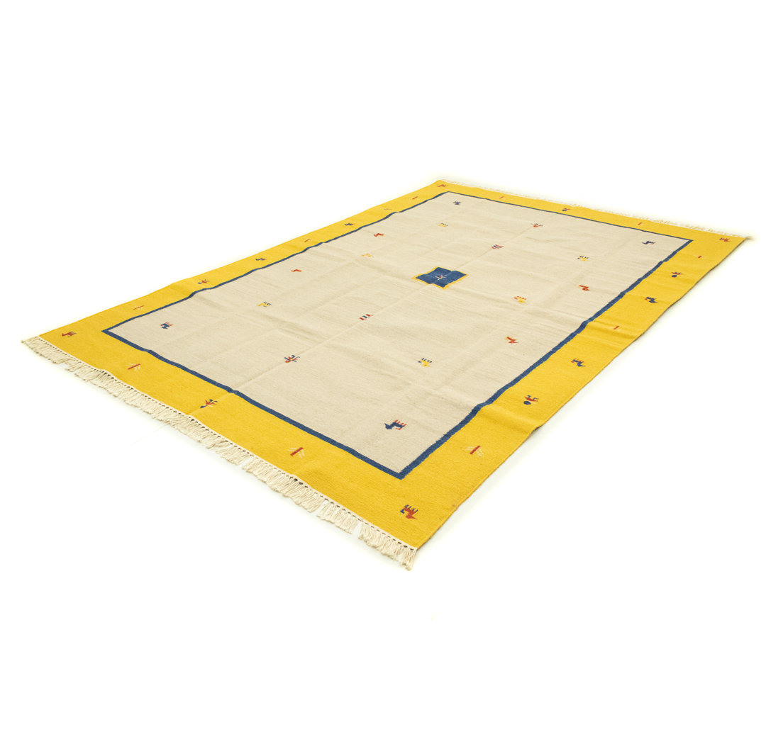 Handmade Kilim Wool Beige Indoor/Outdoor Rug