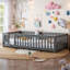 Lit de plancher pour enfants avec garde-corps de sécurité et transition de sommeil indépendante-1569936224