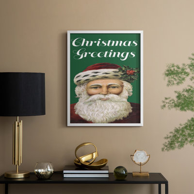 Retro Santa Claus I Framed Print - Solid Wood