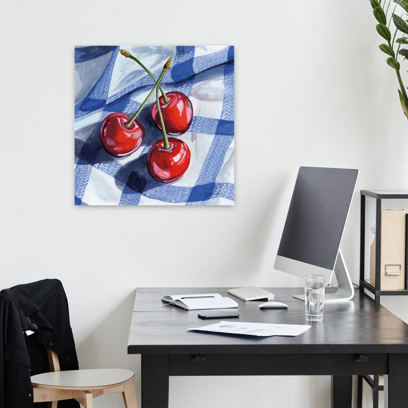 Trois cerises de pique-nique, art contemporain, H 18 po x l 18 po