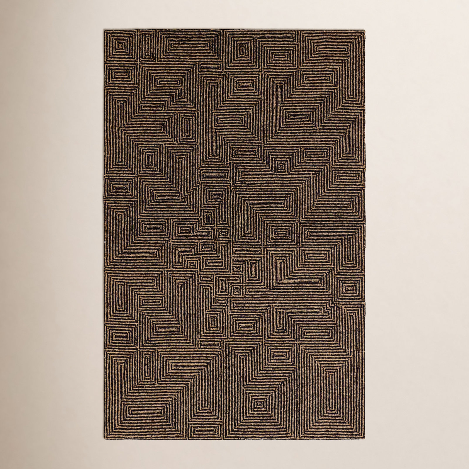 Alaska Handmade Tan/Black Rug, Runner 3' x 8'