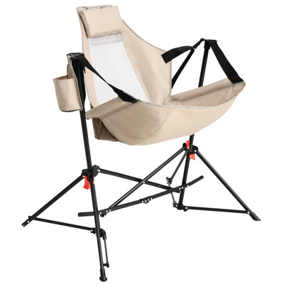 Chaise pliante portative, pour les activités de camping en plein air, chaise pliante kaki 2 pièces, à bascule avec construction,