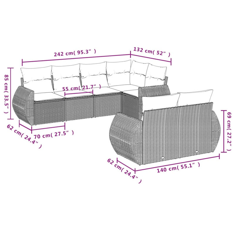  Ensemble de canapé de jardin beige, gris clair