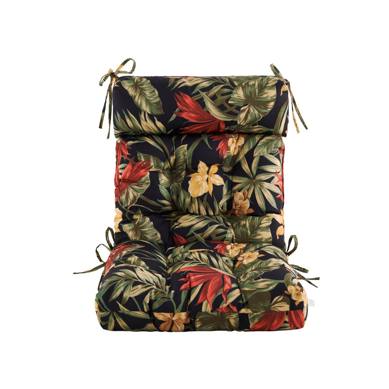 Coussin de dossier / siège d'extérieur, Motif floral noir / vert