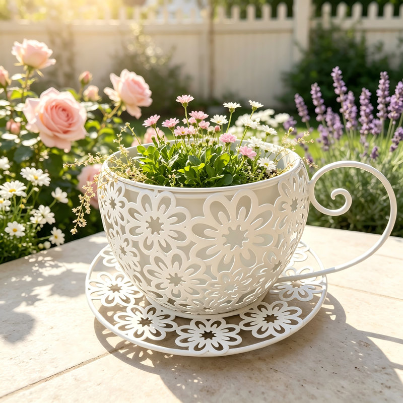Pot à fleurs en métal, White