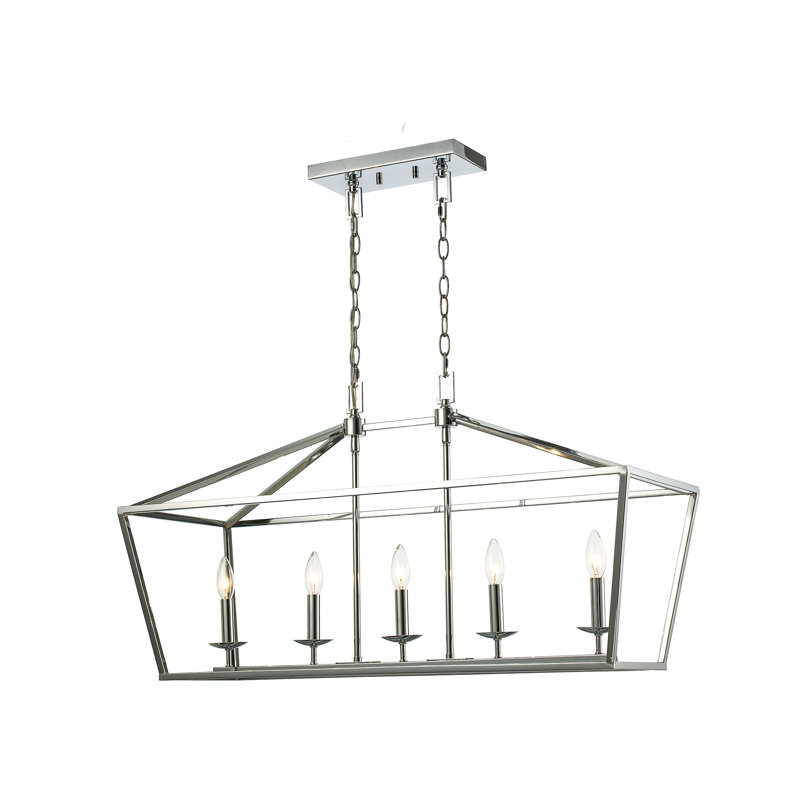 Lustre géométrique à 5 lumières Noelle, Chrome poli