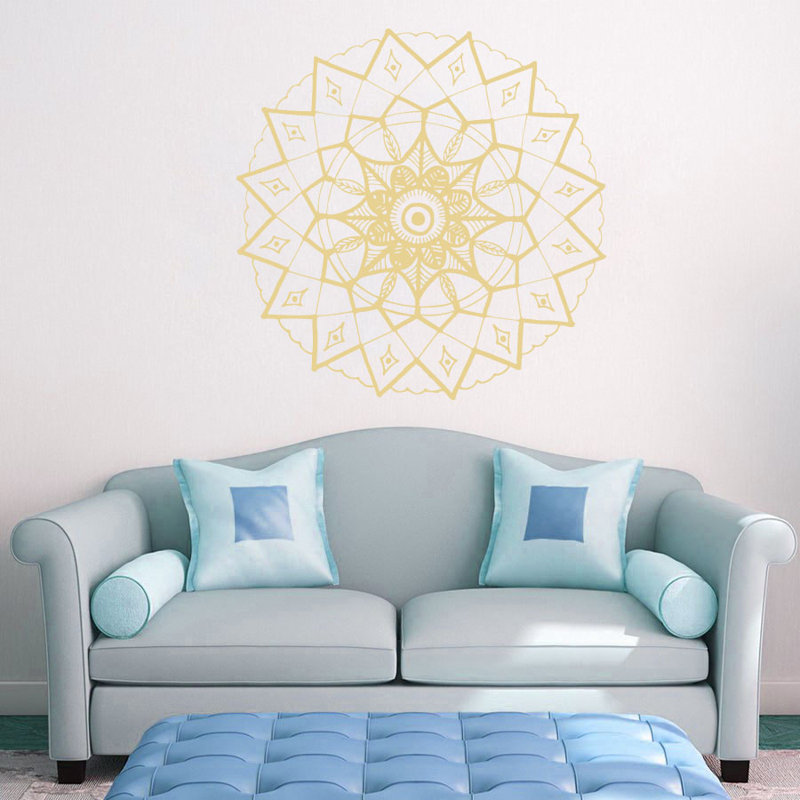 Adhésif décoratif mandala yoga, H 20 po x l 22 po, Crème, crème