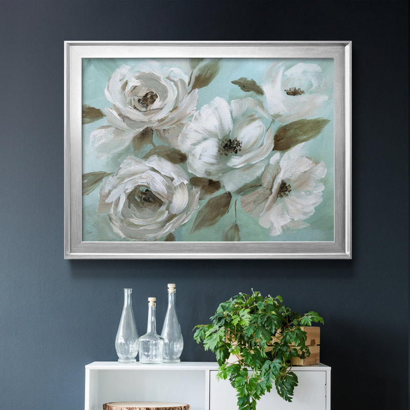 Jade Garden - peinture encadrée, H 22,5 po x l 30,5 po x P 1,5 po, Toile avec cadre argenté